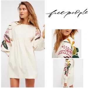Free People Mini Obsessions Mini Dress Ivory Embroidered XS